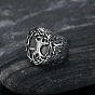Retro 316 Stainless Steel Tree of Life Finger Rings, Wide Band Rings