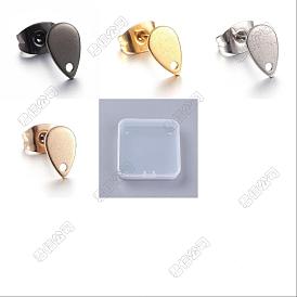 8 piezas 4 colores chapado en iones (ip) 304 accesorios para aretes de acero inoxidable, con placa plana, lágrima