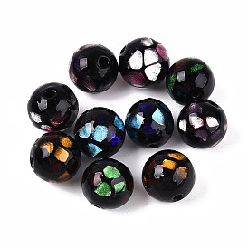 Handmade стеклянные бусины Lampwork фольги, круглые