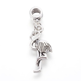 Encantos colgantes europeos de aleación, Grandes colgantes agujero, con anillo de hierro, flamenco