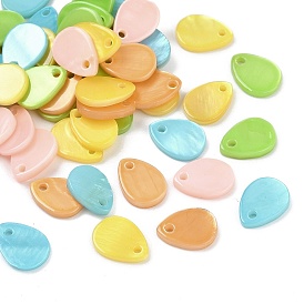 Подвески-слезинки из натуральных пресноводных ракушек, окрашенные распылением