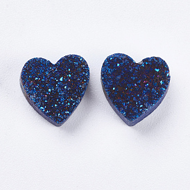 Electroplate Natural Druzy Agate Beads, Heart