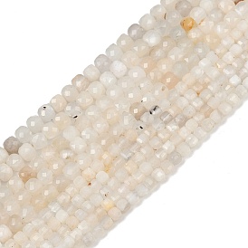 Натуральный белый лунный камень бисер пряди, граненые, кубические