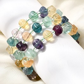 Натуральные разноцветные браслеты из флюоритовых бусин на эластичной основе для женщин, рондель