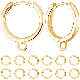 20шт. латунная фурнитура для сережек-колец, с горизонтальной петлей, с 20 открытыми соединительными кольцами