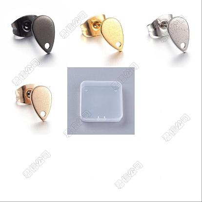 8 piezas 4 colores chapado en iones (ip) 304 accesorios para aretes de acero inoxidable, con placa plana, lágrima