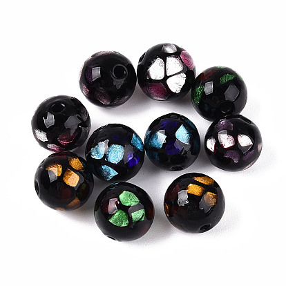 Handmade стеклянные бусины Lampwork фольги, круглые
