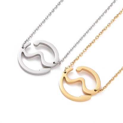 304 Stainless Steel Wave Pendant Necklace for Women Ion Plating(IP)