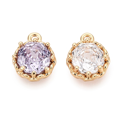 Латунные микро проложить кубического циркония прелести, плоские круглые прелести, реальный 18 k позолоченный