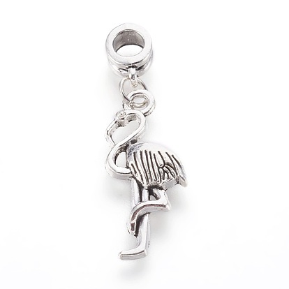 Encantos colgantes europeos de aleación, Grandes colgantes agujero, con anillo de hierro, flamenco