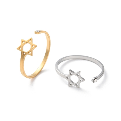 304 открытые кольца из нержавеющей стали со стразами для женщин