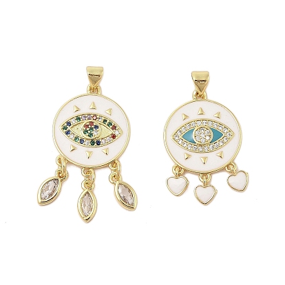 Стойка металлическая латунная микропрофилированная кубическая циркония подвески, с эмалью, долговечный, без свинца и без кадмия, плоские круглые с сглаза