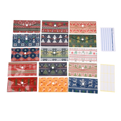 Coated Paper Budget Envelopes for Cash Savings, with Budget Sheets and Label Stickers, Mixed Color, Rectangle