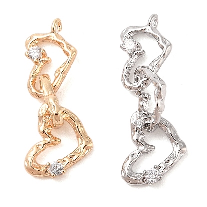 Латунные микропаве прозрачные подвески с фианитом, без кадмия, без никеля и без свинца, три сердца