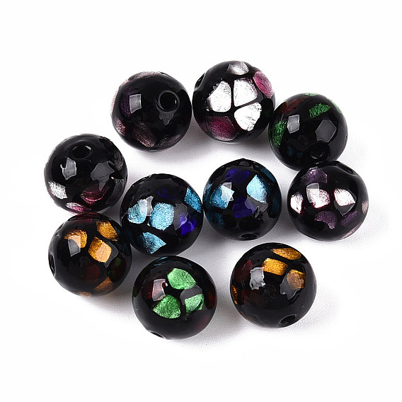 Handmade стеклянные бусины Lampwork фольги, круглые