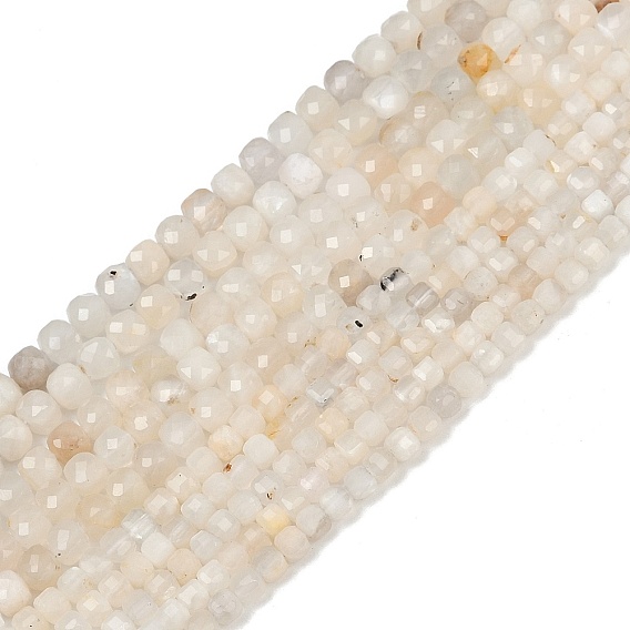 Натуральный белый лунный камень бисер пряди, граненые, кубические