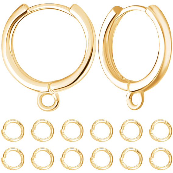 20шт. латунная фурнитура для сережек-колец, с горизонтальной петлей, с 20 открытыми соединительными кольцами