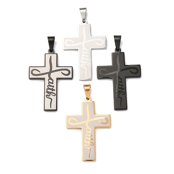 304 подвески из нержавеющей стали, крест со словом вера