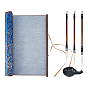 Chinese Calligraphy Brush Set, include Polyester Calligraphy Cloth, 3 Wood Brushes & Palstic Ink Rest