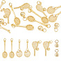 16Pcs 4 Styles Brass Pendants, with ABS Plastic Imitation Pearl Charms, Long-Lasting Plated, Lead Free & Cadmium Free, Mixed Shapes