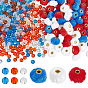 72Pcs 3 Colors Imitation Rabbit Hair European Beads, Large Hole Beads, Rondelle, with 600Pcs Acrylic Beads