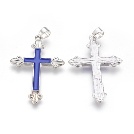 Enamel Pendants, with Alloy Findings, Cross
