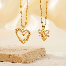 Простые и элегантные латунные ожерелья с подвесками из прозрачных кубических цирконий с микропаве для женщин, золотые