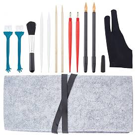 Gorgecraft Drawing Tool Kits, including Plastic Brushes & Scraping Pen, Stainless Steel Scraper, Polyester Mitten, Bamboo Stick and Dual Tip Scratching Coloring Pen