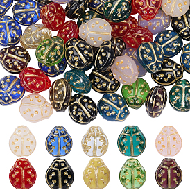 100pcs Glasperlen, Käfer, goldenen Metall umschlungen