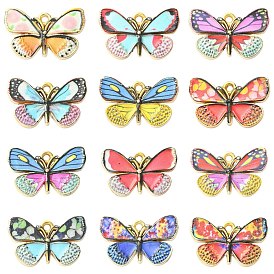 Alloy Enamel Pendants, Butterfly Charms, Platinum