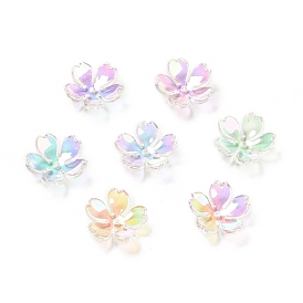 Transparent Acrylic Flower Bead Caps, AB Color, Sakura