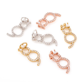 Brass Micro Pave Cubic Zirconia Charms, Cat Shape
