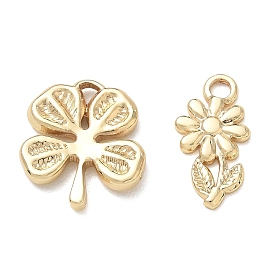 Pendentifs en acier inoxydable, breloques fleur/trèfle, plaqué longue durée