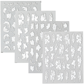 4 шт 4 стили цветочный узор самоклеящиеся наклейки для ногтей для домашних животных, для украшения ногтей