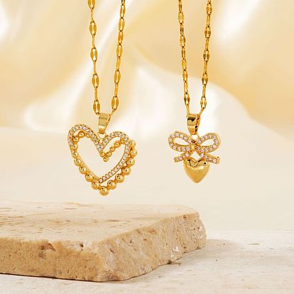 Простые и элегантные латунные ожерелья с подвесками из прозрачных кубических цирконий с микропаве для женщин, золотые