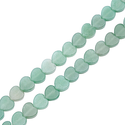 2 brins de perles d'aventurine verte naturelle, cœur