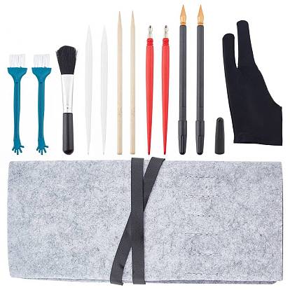 Drawing Tool Kits, including Plastic Brushes & Scraping Pen, Stainless Steel Scraper, Polyester Mitten, Bamboo Stick and Dual Tip Scratching Coloring Pen