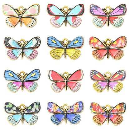 Alloy Enamel Pendants, Butterfly Charms, Platinum