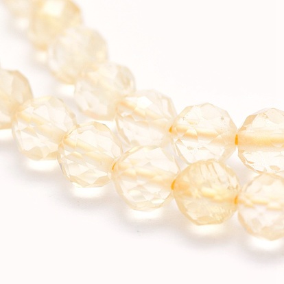 Natural Citrine Beads Strands, Round, Faceted