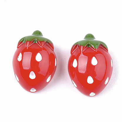 Cabujones decodificados de frutas de resina opaca, fresa