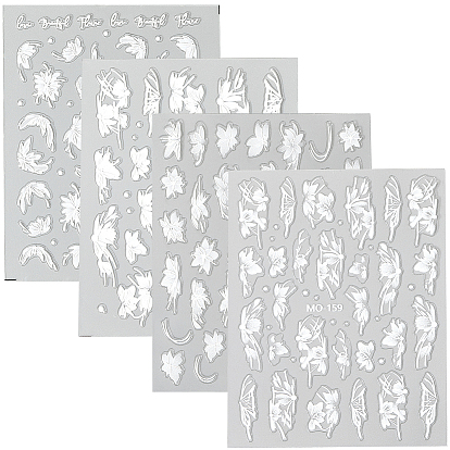 4 шт 4 стили цветочный узор самоклеящиеся наклейки для ногтей для домашних животных, для украшения ногтей