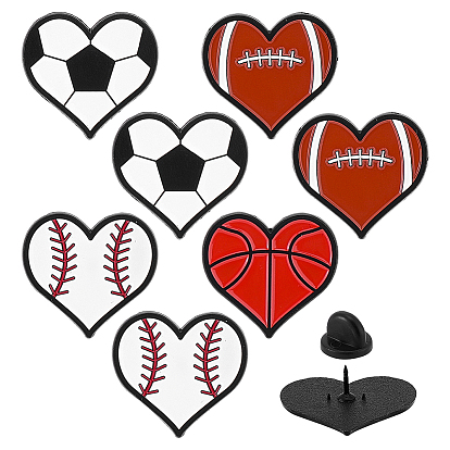 8 pièces 4 styles pins en émail sur le thème du sport, broches en alliage pour vêtements de sac à dos, cœur