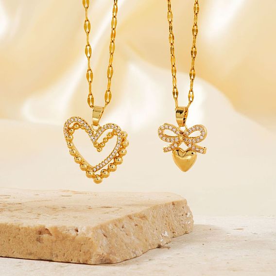 Простые и элегантные латунные ожерелья с подвесками из прозрачных кубических цирконий с микропаве для женщин, золотые