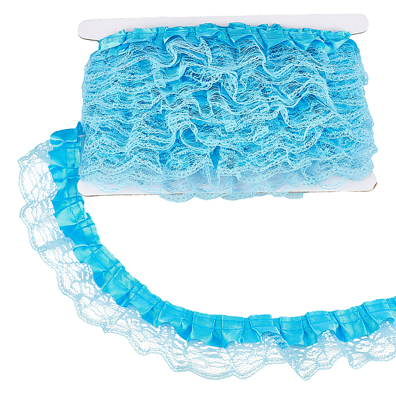 10 Bordure en dentelle à franges en polyester m, pour sacs à dos, accessoires de vêtements, avec carte d'affichage en carton