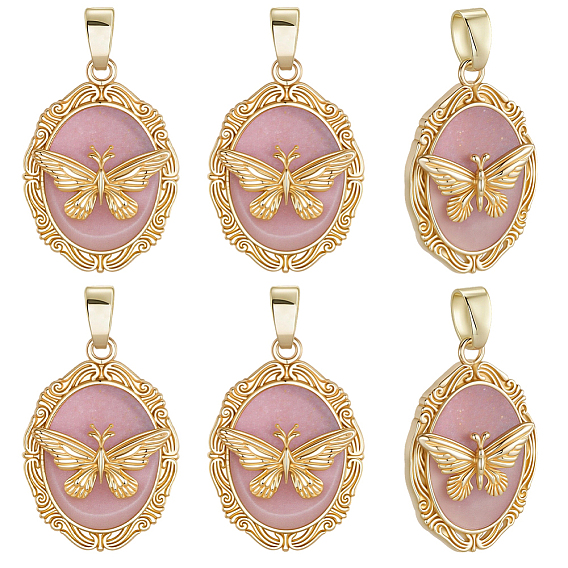 6 кулоны латунные эмалевые шт., овал с подвесками в виде бабочек, стойки покрытие, прочное покрытие, без кадмия и без свинца, реальный 18 k позолоченный