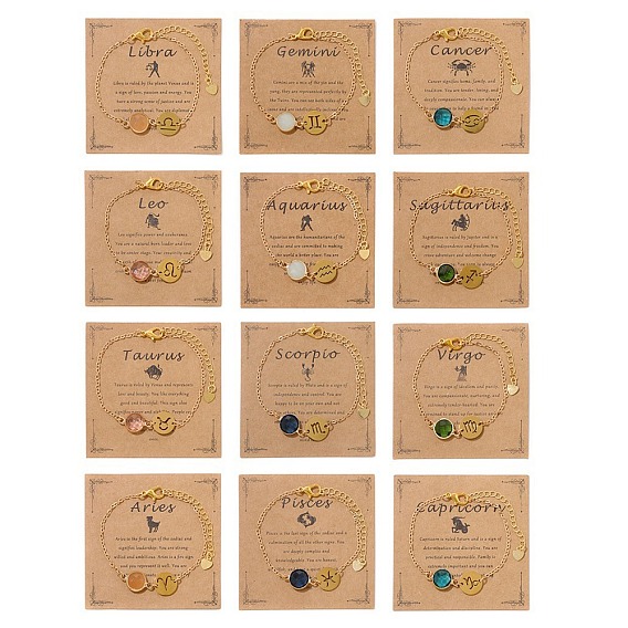 Созвездия сплава горный хрусталь звенья браслеты для девочек женщин, золотые