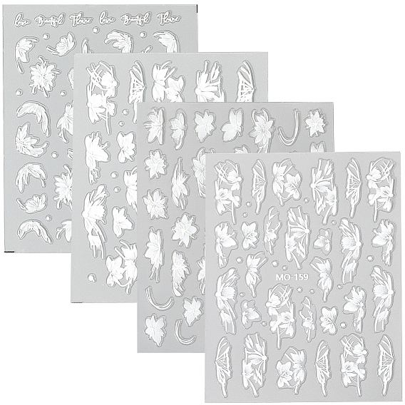 4 шт 4 стили цветочный узор самоклеящиеся наклейки для ногтей для домашних животных, для украшения ногтей