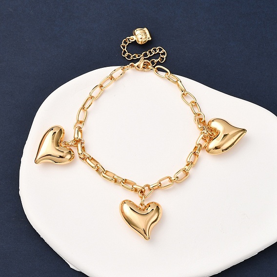 304 из нержавеющей стали сердца очаровывает браслеты, браслеты из прямоугольных звеньев и цепочек для женщин