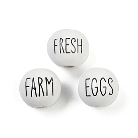 Спрей окрашены деревянные европейские бусины, бусины с большим отверстием, круглый со словом