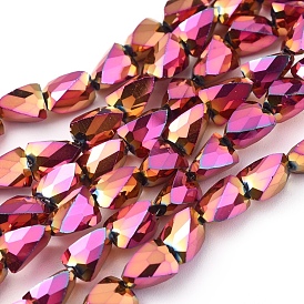 Electroplate Glass Beads Strands, Full Plated, Faceted, Triangle